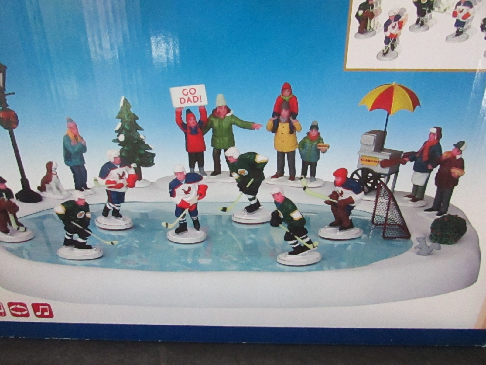 Lemax 44766 Holiday Animated Hockey in the Park Skating Pond Animated MIB Item image 2