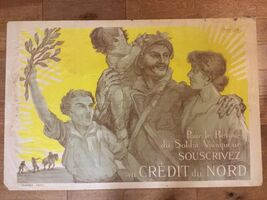 c. 1918 Credit du Nord French War WWI Lithograph Poster- Jacques Carlu A... - $494.98