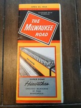 The Milwaukee Road  4/25/65 Super Dome Hiawathas Train Schedule &amp; Map - $11.88