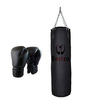 Bestzo MMA Punching Bag - Cylinder Shape Pound/Floor Striking -Black-Synthetic L - £103.43 GBP