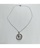 925 Sterling Silver Butterfly Necklace Round Clear Glass Shadowbox Pendant - £21.22 GBP