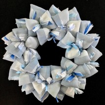 Light and Airy Baby Blue and White Gauze Fabric Handmade Buffalo Checked Wreath  - £43.61 GBP