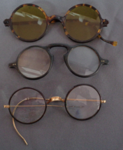 Old Vintage Eyeglasses for Parts or Repair Round Lens Black Faux Tortoise Frames - £27.90 GBP