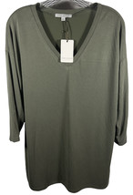 Green Envelope Womens Green Basic Side Cuts 3/4 Sleeve Modal V Neck Top Size S - £17.79 GBP