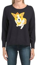 French Connection Corgi Dog Knit &amp; Crown Navy Knit Sweater ( S ) - $118.77