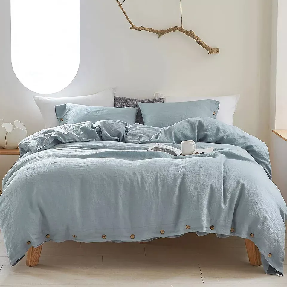 Dusty blue Duvet Cover,Linen Bedding cover, Full King Queen Twin Duvet Cover set - £56.86 GBP+