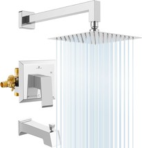 Shower Faucet And Bathtub Faucet Set With Wall Mouted Rainfall Shower He... - £79.60 GBP
