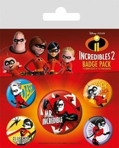 INCREDIBLES 2 Official Pin Backed Badge Pack Family - £5.92 GBP