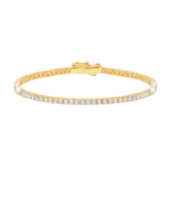 Authentic Crislu Silver Tennis Bracelet in Yellow Gold (7 inches) - £168.21 GBP