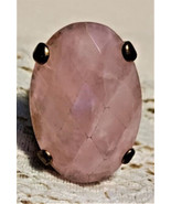 Gold Tone Large Faceted Rose Quartz Fashion Ring Size 7.75 - $69.00