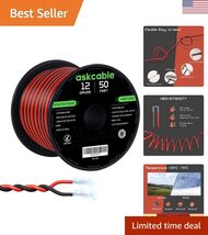 Durable 12AWG 50FT Electrical Wire Cable - Red Black 2 Conductors - $29.93