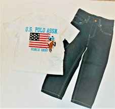 U.S. Polo Assn. Infant Boys 2pc Outfit Short Sleeves Jeans Size 12M NWT - £8.82 GBP