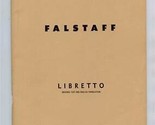 Falstaff Metropolitan Opera Libretto Giuseppe Verdi - £14.03 GBP