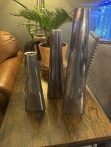 VTG MCM Chrome IKEA Candlesticks Set Of 3 11”, 9”, 7” - $65.45