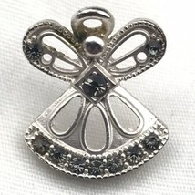 Angel Pin Brooch Jeweled Silver Tone Marked DM - $12.95