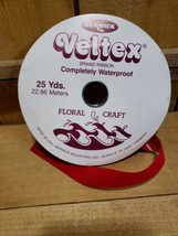 Vintage 3/4&quot; Veltex Brand Completely Waterproof Ribbon Red Christmas Berwick USA - £21.01 GBP