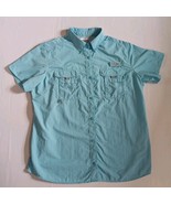 Columbia Fishing Shirt XL Light Green Short Sleeve Button Down Collared ... - $218.24 MXN