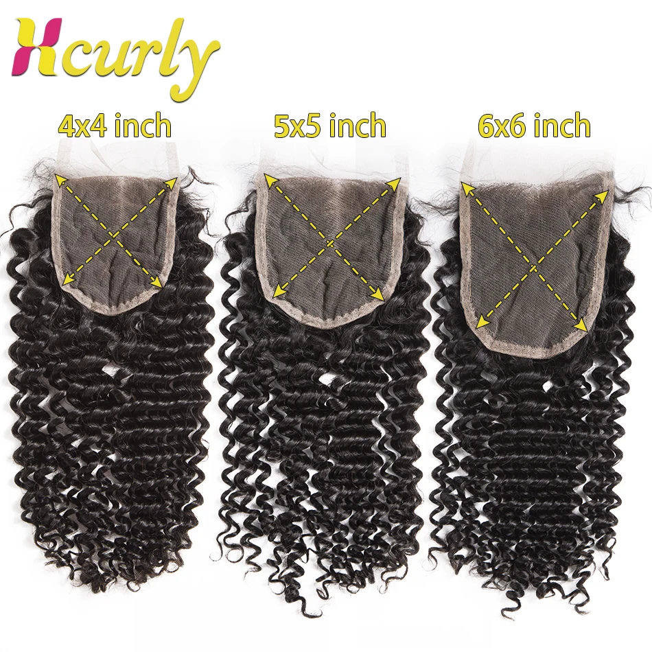 18 20 Inch 4x4 Lace Closure Only Remy 100% Human Hair Deep Wave  Closure - £61.55 GBP+