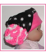 Black And White Polka Dot Baby Hat Hot Pink Ruffled Flower Slouchy Dots - £10.39 GBP