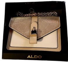 Aldo Tan And Beige 8.5x6x4 Inch Handbag With Gold Chain And Lock In Orig... - £63.01 GBP