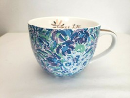  Lilly Pulitzer Blue Floral Coffee Tea Cup Mug Flowers  - £11.85 GBP