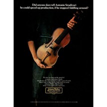 1985 Johnnie Walker Black Label Scotch Vintage Print Ad Stradivarius Violin Art - $10.97