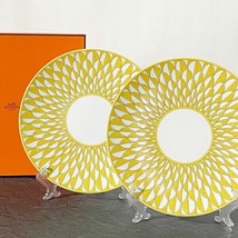 Hermes Soleil d&#39;Hermes Set of 2 Dinner Plate 27 cm porcelain yellow tabl... - £549.82 GBP