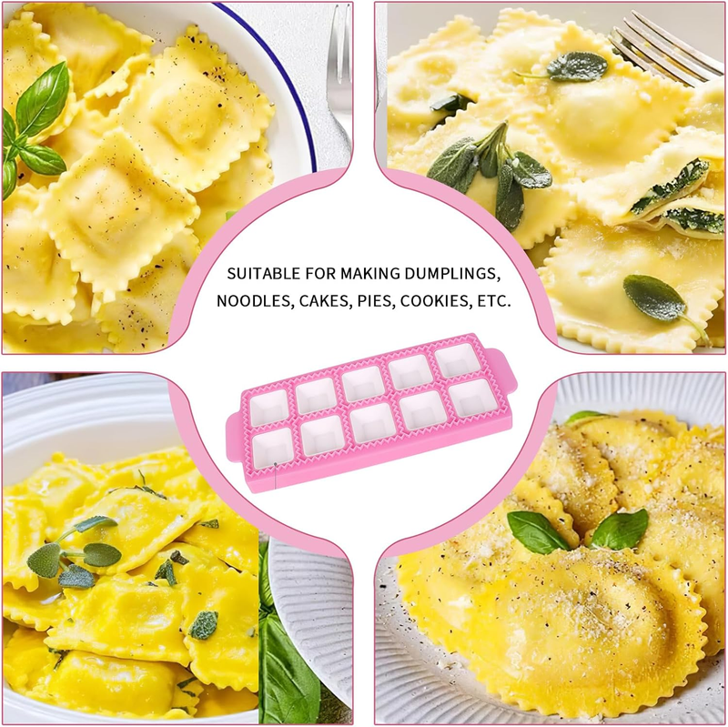 8Pcs Ravioli Mold Set- 3 Rectangle Ravioli Maker Press + Dumpling/Pasta Cutter,  Item image 6