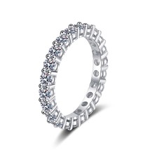 Real 2.2ct Circle 3mm Full Brilliant Moissanite Ring VVS Diamonds Plated Pt950 W - £37.45 GBP