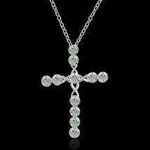 0.90Ct Rond Moissanie Pendentif Croix 14K Plaqué or Blanc Gratuit Chaîne - £135.86 GBP