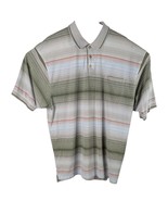 Redhead Mens Golf Polo Shirt sz 3XL Green White Multi Stripe Orange Pock... - $28.71