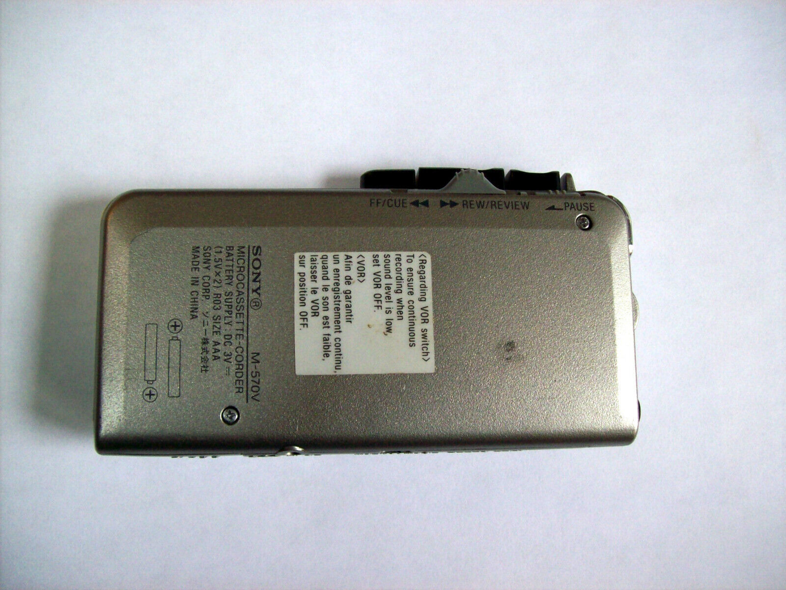 Sony Microcassette Recorder Clear Voice Plus & VOR System M-570V M570V-SERVICED Item image 3