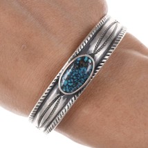 6.25&quot; Alex Horst High Grade Spiderweb turquoise heavy stamped sterling bracelet - £452.71 GBP