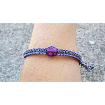 Purple Skull  Adjustable Hemp Bracelet  handmade jewelry  Stackable - £7.98 GBP