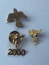 Lot of Goldtone Dainty Angel w 2000 or Not &amp; Peach Dove Religious Hat or Lapel - £9.69 GBP