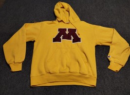 Vintage Champion University Of Minnesota Hoodie Adult Medium Gold BIG M Logo - £21.88 GBP