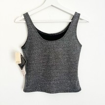 NWT Vintage 14U2 Silver Black Shimmer Tank Top Lycra Spandex Crop Fitted... - €17,37 EUR