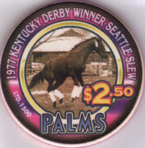 1977 Kentucky Derby Winner SEATTLE SLEW $2.50 Ltd. PALMS VEGAS chip - £8.65 GBP