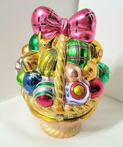 Easter Christopher Radko 2004 Trinket Box Ceramic Eggs &amp; Bunny in Basket... - $34.60