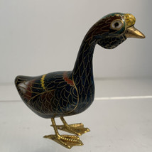 Vintage Cloisonne Chinese Goose Figurine Enamel Brass Multi Color - £14.99 GBP