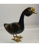 Vintage Cloisonne Chinese Goose Figurine Enamel Brass Multi Color - £14.71 GBP