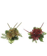 Pine And Poinsettia Pick 7 Inches, 2 Assorted Styles - £12.74 GBP