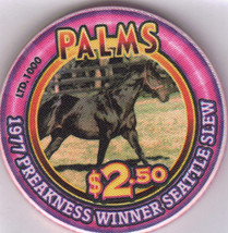 1977 Preakness Winner SEATTLE SLEW $2.50 Palms Casino Las Vegas Chip - £8.65 GBP