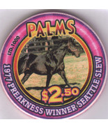 1977 Preakness Winner SEATTLE SLEW $2.50 Palms Casino Las Vegas Chip - £8.61 GBP