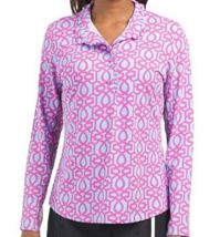 NWT IBKUL KELEIGH TURQUOISE PINK Long Sleeve Ruffle Mock Shirt - XS M XL & XXL image 3