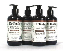 4 Bottles Dr Teal's 12.5 Oz Nourishing Coconut Oil Essential Oils Hand Soap