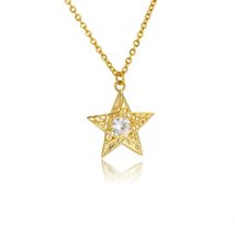 Star Zircon Necklace For Women Stainless Steel Cubic Zirconia Pentagram ... - £18.67 GBP