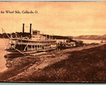 Steamer Steam Boat at Wharf Gallipolis Ohio OH UNP GA Roedell DB Postcar... - £22.53 GBP