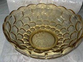 Vintage Yellow Glass Serving Bowl Anchor Hocking Bubble Square   3.5”H  ... - £4.61 GBP