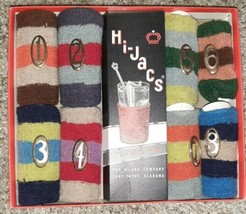 Vintage Set of 6 Hi-Jacs Brands Knit Bar Ware Gift Glass Coozies New In Box USA - $26.17